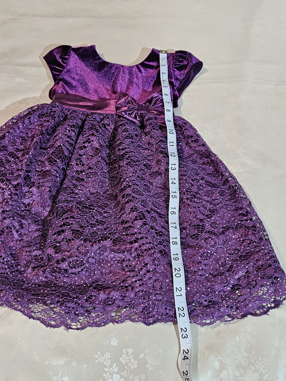 Joanna Michelle Girls Purple Velvet Lace Party Dress Size 4T - Picture 7 of 12